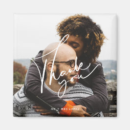 Moderne Script Foto Hochzeit Vielen Dank Magnet