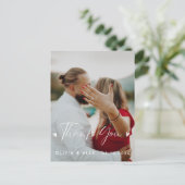 Moderne Script Foto Hochzeit Vielen Dank Postkarte (Stehend Vorderseite)