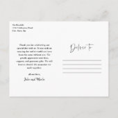 Moderne Script Foto Hochzeit Vielen Dank Postkarte (Rückseite)