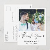 Moderne Script Foto Hochzeit Vielen Dank Postkarte (Vorne/Hinten)