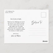 Moderne Script Foto Hochzeit Vielen Dank Postkarte (Rückseite)