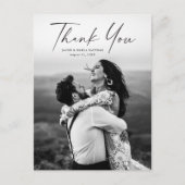 Moderne Script Foto Hochzeit Vielen Dank Postkarte (Vorderseite)