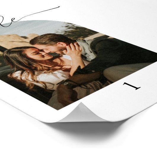 Moderne Script-Foto-Hochzeiten-Tischnummern Poster (Ecke)