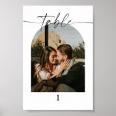 Moderne Script-Foto-Hochzeiten-Tischnummern Poster (Vorne)