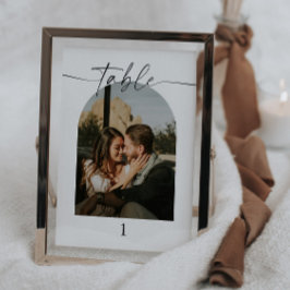 Moderne Script-Foto-Hochzeiten-Tischnummern Tischnummer