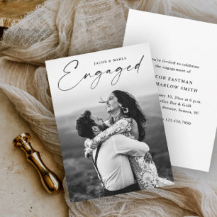 Moderne Script-Foto-Hochzeitspartei Einladung