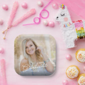 Moderne Script-Foto-Klasse 2025 Abschluss Pappteller (Party)