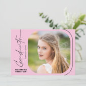 Moderne Script-Foto-Klasse der Graduation Party 20 Einladung (Stehend Vorderseite)