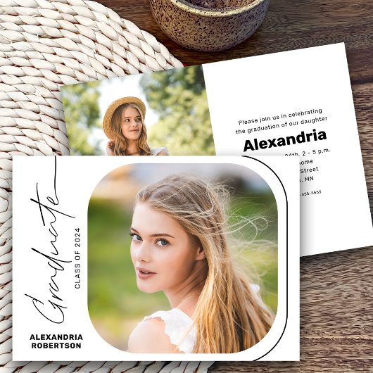 Moderne Script-Foto-Klasse der Graduation Party 20 Einladung