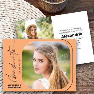 Moderne Script-Foto-Klasse der Graduation Party 20 Einladung