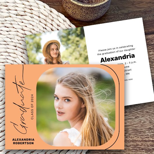 Moderne Script-Foto-Klasse der Graduation Party 20 Einladung