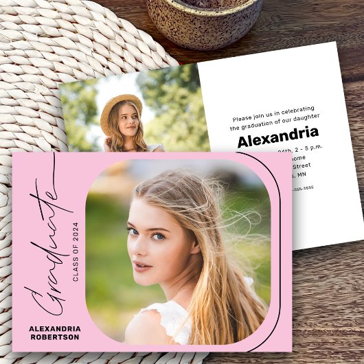 Moderne Script-Foto-Klasse der Graduation Party 20 Einladung