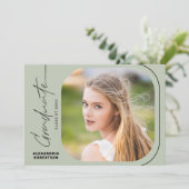 Moderne Script-Foto-Klasse der Graduation Party 20 Einladung (Stehend Vorderseite)