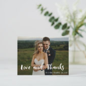 Moderne Script Foto Liebe und dank Postcard Postkarte (Stehend Vorderseite)
