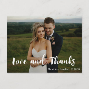 Moderne Script Foto Liebe und dank Postcard Postkarte