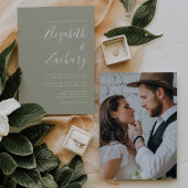 Moderne Script Foto Sage Green Wedding Einladung
