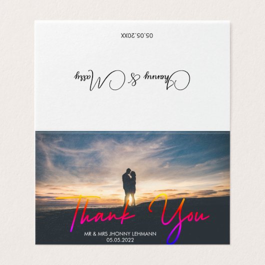 Moderne Script Foto Wedding Folder Card (Außenseite Aufgefaltet)