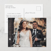 Moderne Script Foto Wedding Vielen Dank Postkarte (Vorne/Hinten)