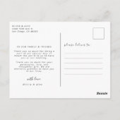 Moderne Script Foto Wedding Vielen Dank Postkarte (Rückseite)