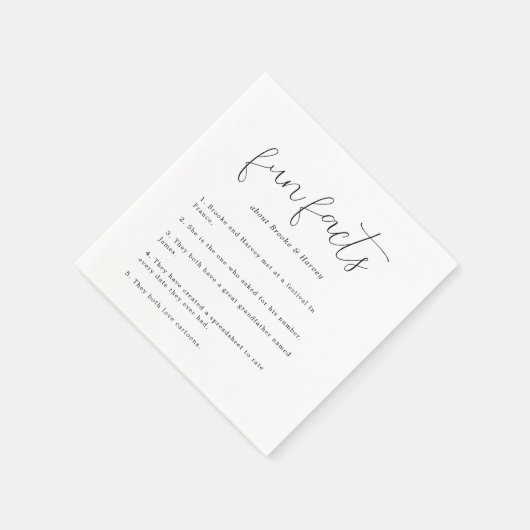 Moderne Script Fun Fakten Hochzeit Serviette (Ecke)