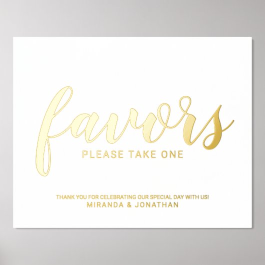Moderne Script-Gastgeschenke Hochzeiten Gold Foliendrucke (Vorderseite)