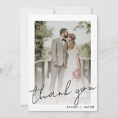 Moderne Script Gerahmte Foto Hochzeit Dankeskarte (Vorderseite)