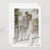 Moderne Script Gerahmte Foto Hochzeit Dankeskarte (Vorne/Hinten)