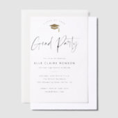 Moderne Script Gold Cap Graduation Party Pergament Einladungen (Versetzt)
