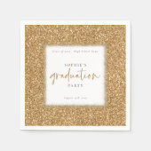 Moderne Script Gold Glitzer Graduation Party Serviette (Vorderseite)