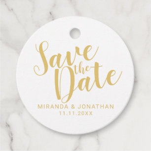 Moderne Script Gold Hochzeit retten das Datum Geschenkanhänger