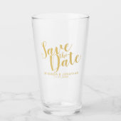 Moderne Script Gold Hochzeit retten das Datum Glas (Vorderseite)