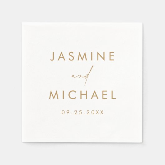 Moderne Script Gold Hochzeit Serviette (Vorderseite)