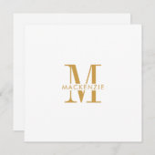 Moderne Script Gold Monogram Initials minimal Mitteilungskarte (Vorne/Hinten)