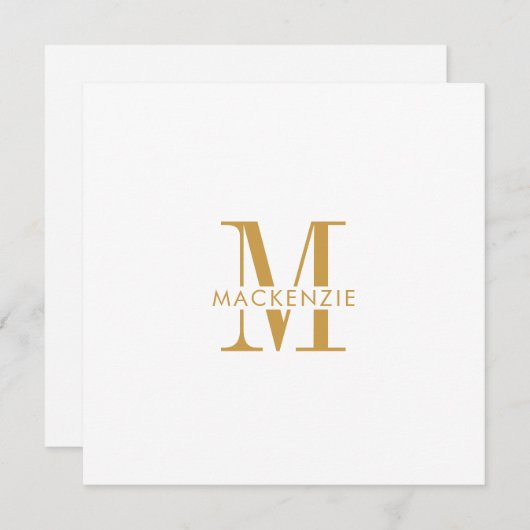 Moderne Script Gold Monogram Initials minimal Mitteilungskarte (Vorne/Hinten)