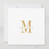Moderne Script Gold Monogram Initials minimal Mitteilungskarte (Vorderseite)