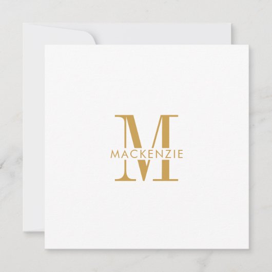 Moderne Script Gold Monogram Initials minimal Mitteilungskarte (Vorderseite)