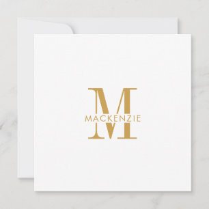 Moderne Script Gold Monogram Initials minimal Mitteilungskarte