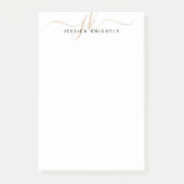 Moderne Script Gold Monogram Initials Minimalistis Post-it Klebezettel (Vorderseite)