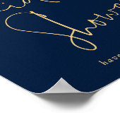 Moderne Script Gold Navy Willkommen in Brautparty Poster (Ecke)
