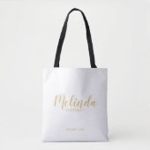Moderne Script Gold Personalisierte Bridesmaier Tasche (Vorderseite)
