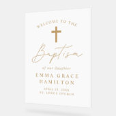 Moderne Script Gold Script Taufe Willkommen Acrylschild (Winkel)