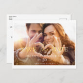 Moderne Script Gold Wedding PostCard Postkarte (Vorne/Hinten)