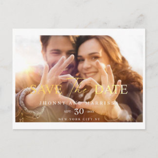 Moderne Script Gold Wedding PostCard Postkarte