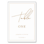 Moderne Script Gold Wedding Tischnummer, Deco Mini Tischnummer (Rückseite)