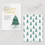 Moderne Script Gold Weihnachtsbaum Party Mitteilungskarte (Vorne/Hinten)