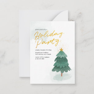 Moderne Script Gold Weihnachtsbaum Party Mitteilungskarte