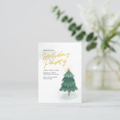 Moderne Script Gold Weihnachtsbaum Party Visitenkarte (Stehend Vorderseite)