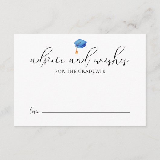 Moderne Script Grad Ratschläge Blue Abschluss Begleitkarte (Vorderseite)