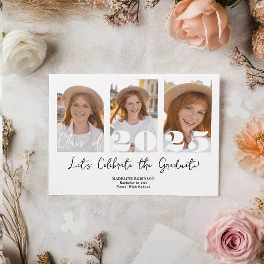 Moderne Script Graduation Party 5 Foto-Klasse Einladung