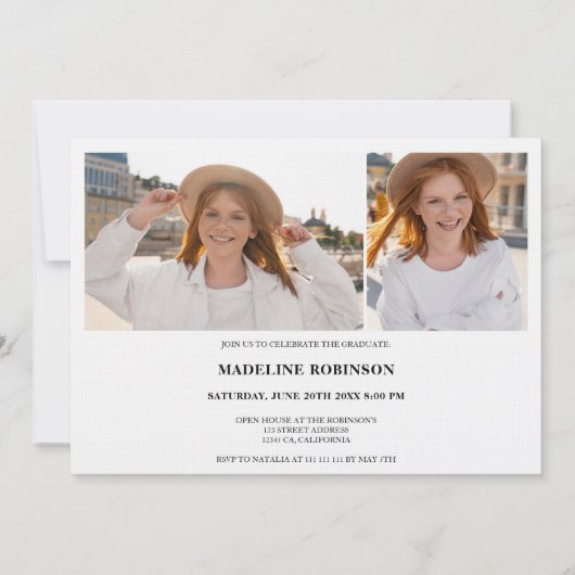 Moderne Script Graduation Party 5 Foto-Klasse Einladung (Rückseite)